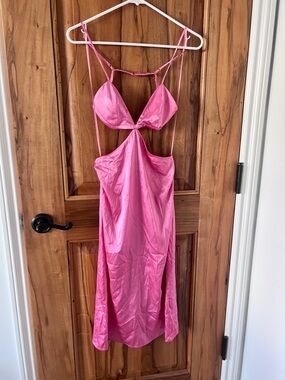 Fleur du Mal Hot Pink Satin Cutout Slip